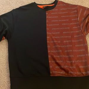 Half Black Half Orange Armani Exchange Sweater